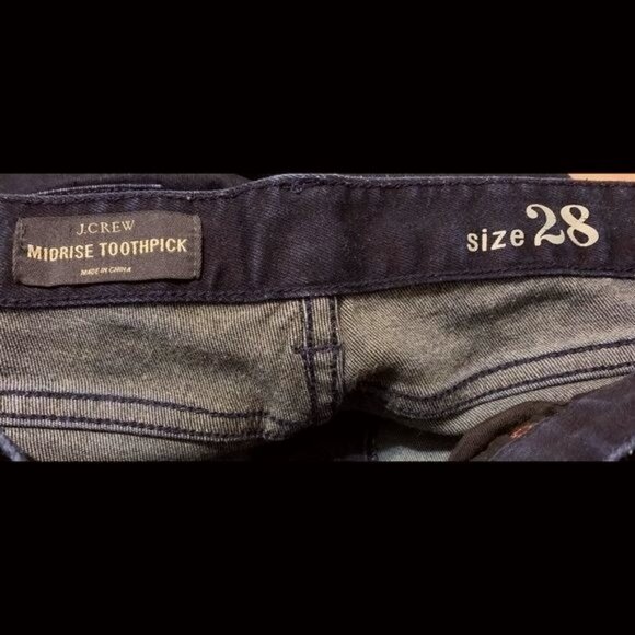 J. Crew Women's Mid Rise Toothpick Size 28 Colorblock Blue Black Jeans Everyday - Picture 12 of 14